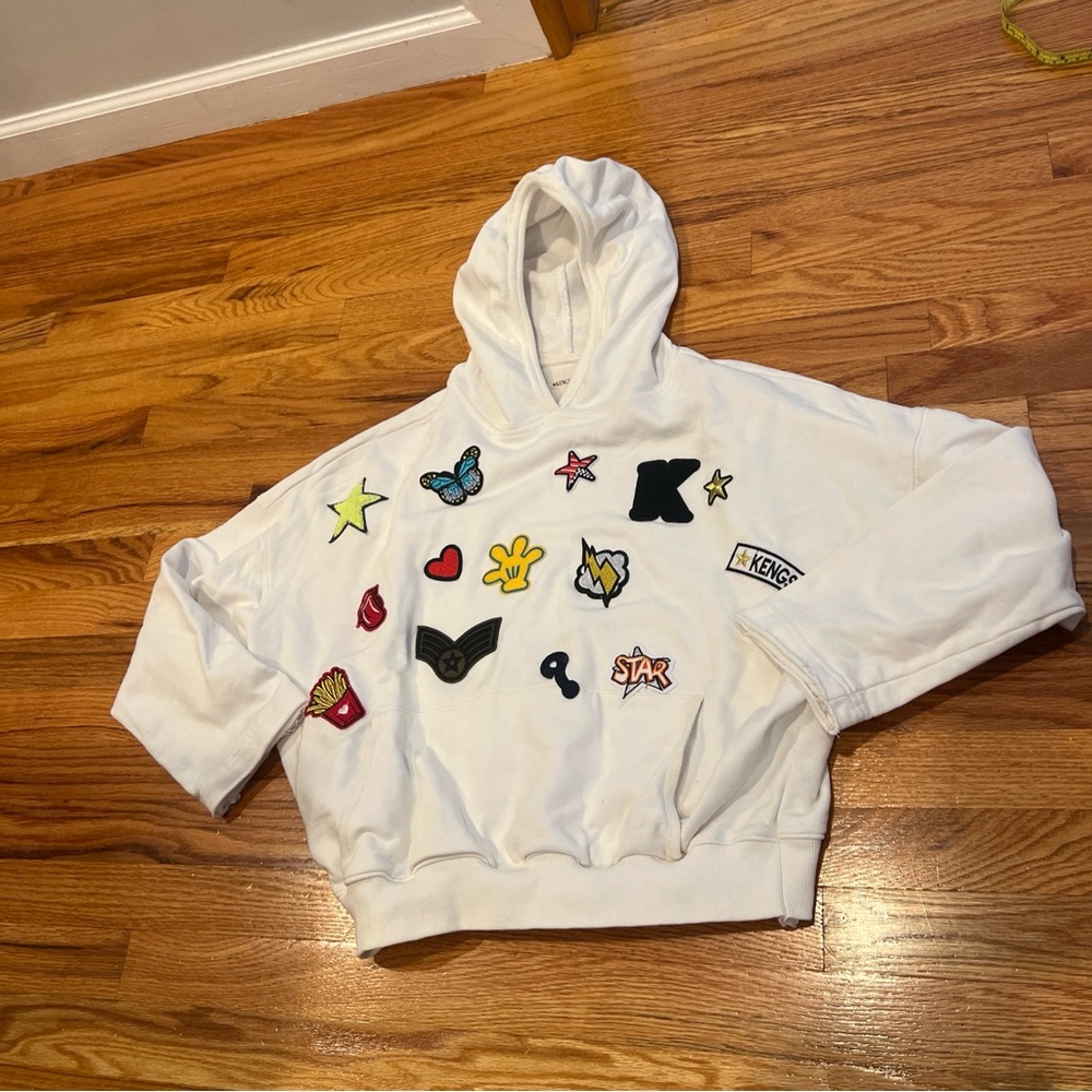 KENGSTAR  White Patch Hoodie Size Xs